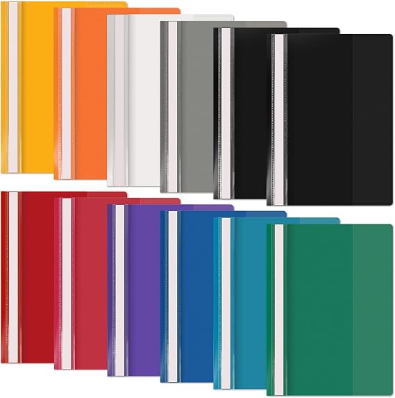 Binditek Project Folders, 2 Prongs, A4 Size, Multicolour, 12 Pack