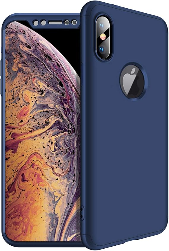 Microsonic Apple iPhone XS Max (6.5'') için Kılıf Double Dip 360 Protective Lacivert [iPhone XS Max ile Uyumlu Kılıf - Lacivert]