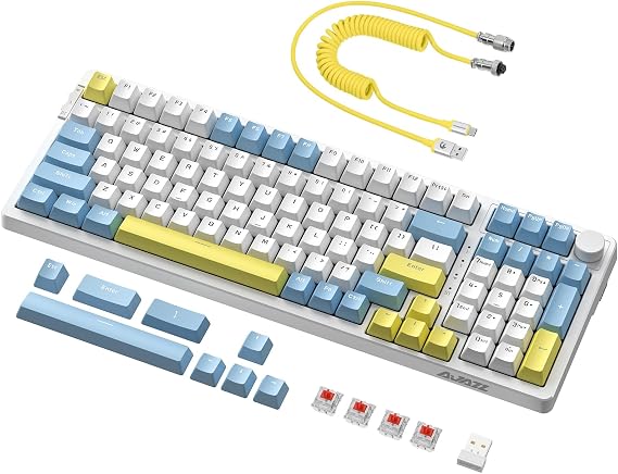 AJAZZ AK992 Wireless Gaming Keyboard,GASKET Mount with Hotswap Red Switch