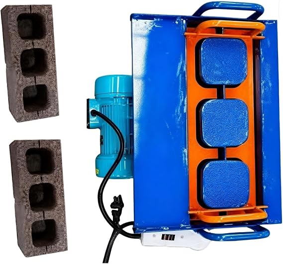 Electric Concrete Block Making Machine, Three-Hole Hollow Brick Maker for Construction, 212 Vibration Freq, 45s Fast Forming, 30 Bricks/H