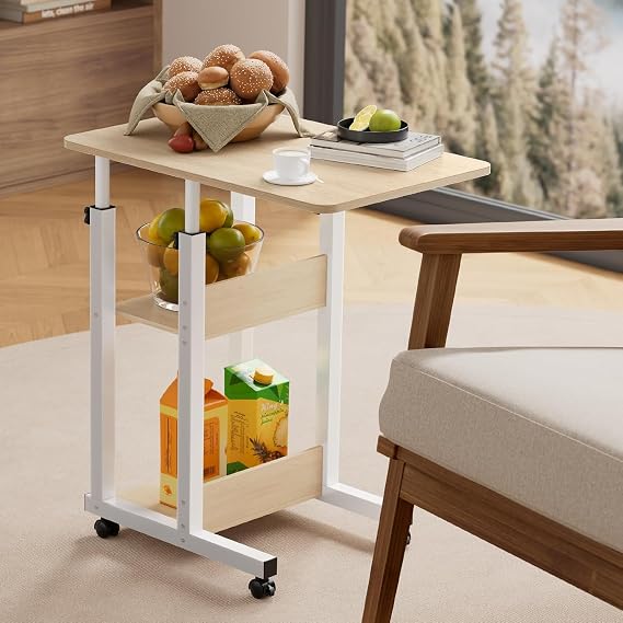 BTGGG Over Bed Table with Wheels, Height Adjustable, Hospital Bed Table