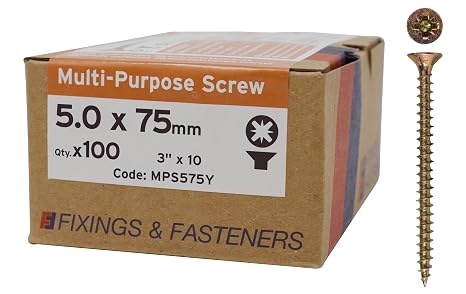 ForgeFix Multi-Purpose Single Thread Screws | 5.0 x 75mm | Zinc | Box 100