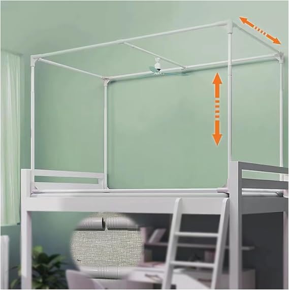 Retractable Bunk Bed Canopy Frame 4 Corner Canopy Bed Frame Post Poles Bed Canopy Poles Privacy Twin/Single Size College Dorm
