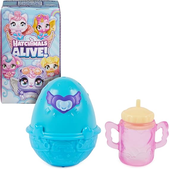 HATCHIMALS Alive, 1-Pack Surprise Box Mini Figures Toy in Self-Hatching Egg (Style May Vary), Kids’ Toys for Girls and Boys Aged 3 and up