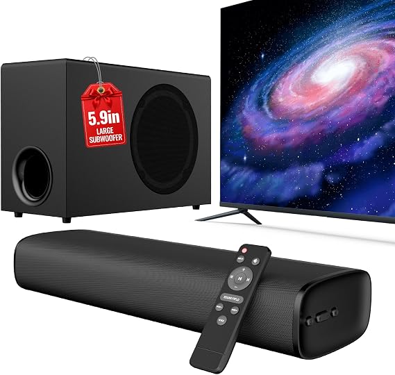 Upgraded Soundbar for TV with 5.9'' Big Powerful 110W Subwoofer, Soundb Bar for TV with Deep Bass, Bluetooth 5.3/ARC/Optical/AUX Connect, Surround Sound System for TV/PC/Gaming/Gift, 2026 New