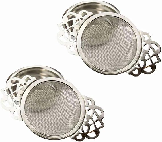 2 Pack Filter Tea Mesh with Drip Bowls Tea Strainers Stainless Steel Strainer for Loose Tea Leaf Filter