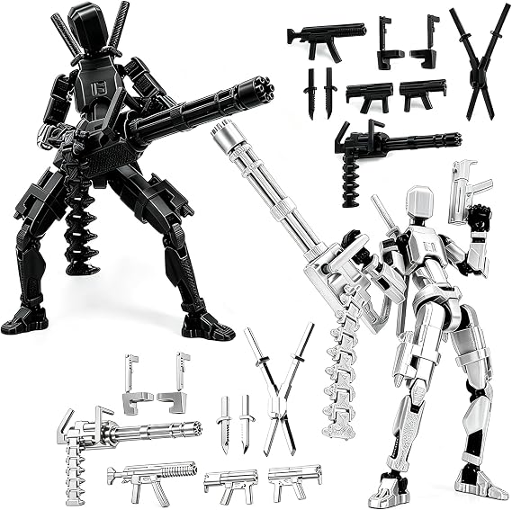T13 Action Figures Set 3D Multi-Jointed Action Figures with Weapons Pack