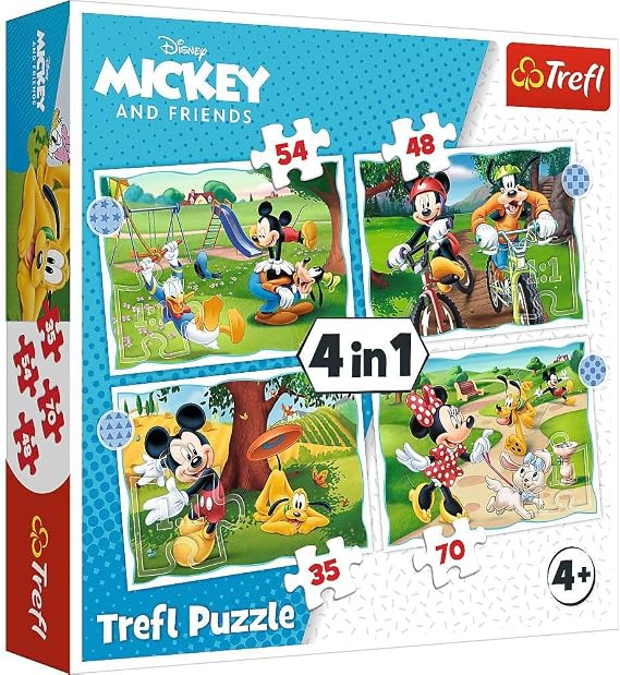 Trefl Puzzles - "4'ü 1 arada" - Mickey Mouse iyi günler/Disney Standart Karakterleri