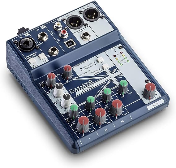 Soundcraft Notepad-5 USB G/Ç özellikli Küçük Formatlı Analog Beş Kanallı Karıştırma Konsolu (5085980US)
