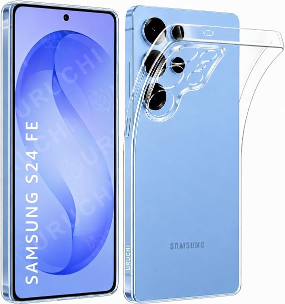 URUCHI Crystal Şeffaf Kılıf Samsung S24 FE için, [Sararma Önleyici] [Kamera Koruma] [Askeri Sınıf Düşme Testi] Şeffaf Şok Geçirmez Koruyucu Yumuşak Silikon İnce Kapak
