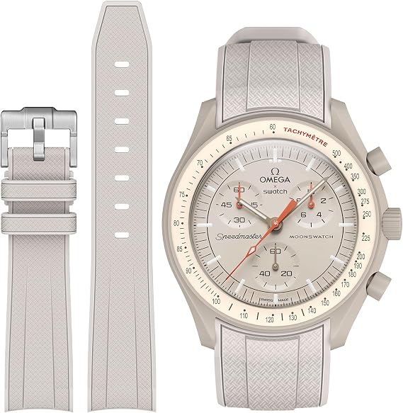 Stanchev Strap for Omega x Swatch MoonSwatch Watch 20mm,Soft Silicone Omega X Swatch Moonswatch Speedmaster Replacement Strap,Curved No Gap Moonswatch Swatch strap for Men Women