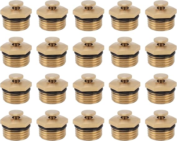 Pack of 20 Brass Mist Nozzles Brass Nozzle Adjustable Mist Nozzles Sprinkler Cooling System Mist Nozzles Replacement Heads Threaded Fitting Spray Head for Patios Lawn Landscape Dust Control Outdoor Cooling System
