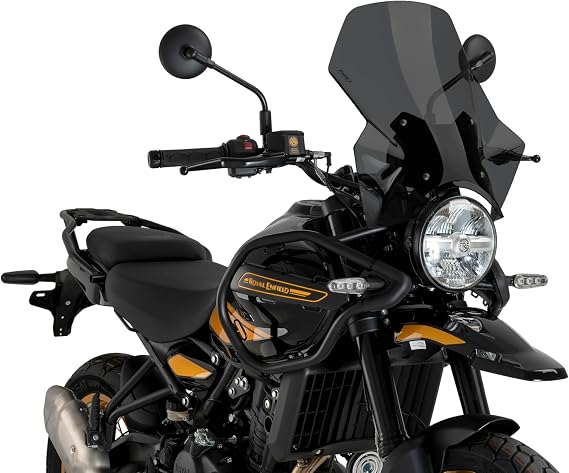 Puig 22113F Adjustable Windshield – Aerodynamic Protection and Innovative Design for Royal Enfield Himalayan 450 2024-2025, Dark smoked