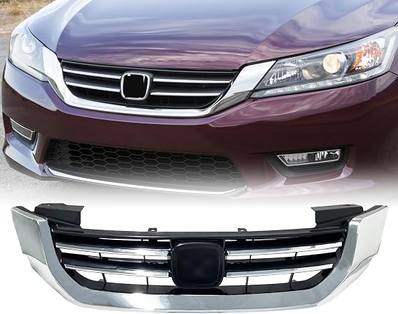 Front Bumper Upper Grille For Honda Accord 4Door Sedan 2013-2015 Chrome Black Grill HO1200214