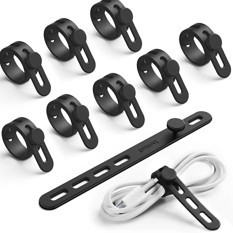 Lamicall 10 Pack Silicone Cable Ties, [Reusable & Washable] Cord Organizer