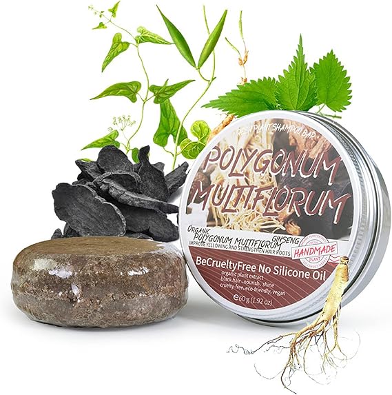 Polygonum Multiflorum Shampoo Bar, Bar Soap for Gray Hair, Hair Darkening Shampoo Bar, Essence Hair Darkening Shampoo Soap, Organic Grey Reverse Shampoo Bar (1Pcs)