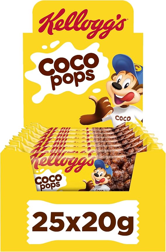 Kellogg's Coco Pops Cereal Milk Snack Bars 25 x 20g (Pack of 25)