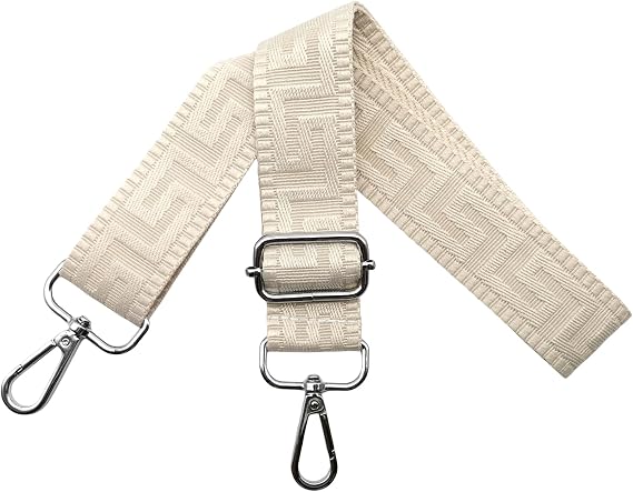 Shoulder Strap for Bag Adjustable Bag Straps Wide 3.8 cm with Silver Buckle, Handbags Straps Replacement for Women Crossbody Accessory, Pure beige, K27