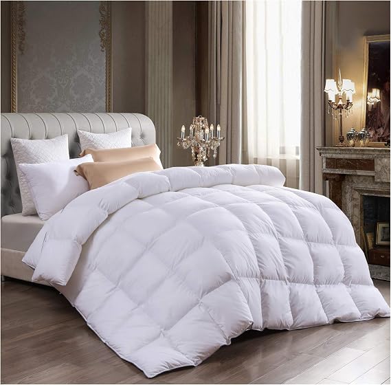 Goose Feather Down Duvet (SINGLE) Quilt 13.5 Tog Luxury Comforter Deluxe Duvet, Best Hotel Quality, Super Soft, Warm and Cosy, Anti Allergy, Computer Quilted Construction, Self pipin