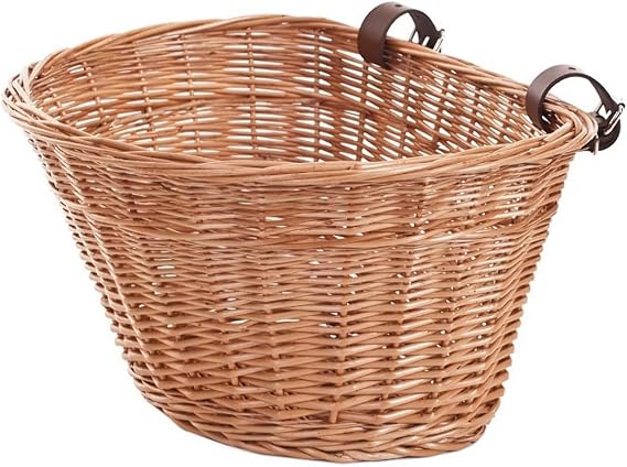 e-wicker24 Large Wicker Wicker Bicycle Basket for Handlebar Retro