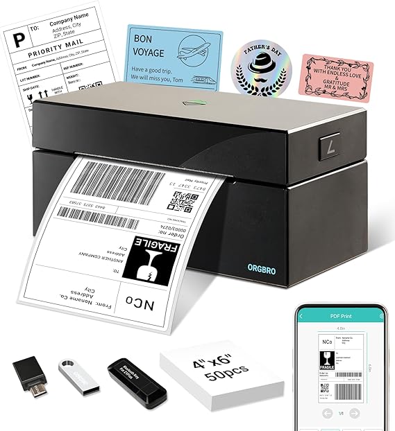 ORGBRO Z1 Shipping Label Printer 4x6 Bluetooth Thermal Label Printer