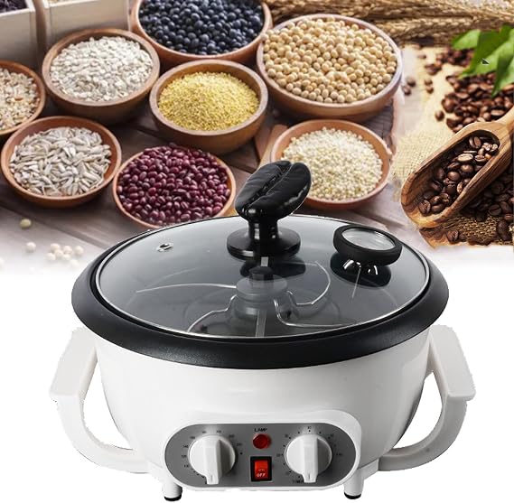 Coffee Roaster Machine for Home Use, 1200W 750g Electric Bean Roaster with Temperature Adjustment 100-240℃, Timer 0-60min, Thermometer, for Peanut, Popcorn, Grain Drying