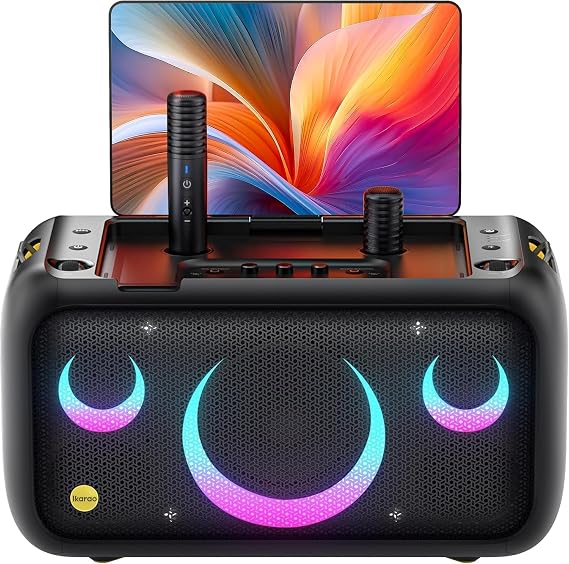 Karaoke Machine for Adults with Letter Display, Built-in 13.3" Display, Really All in One Karaoke Machine with 2 Wireless Microphones (Hidden & Self-Charging), Speaker