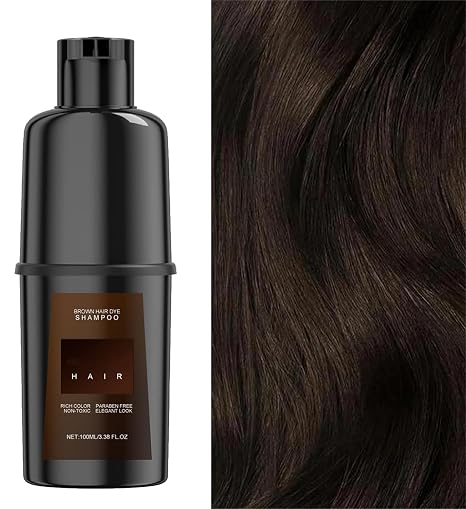 Hair Dye Shampoo for Grey Hair - Hair Colour Dark Brown in Minutes for Men and Women (Brown)