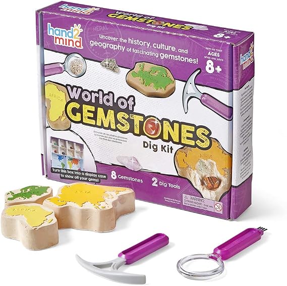 Learning Resources World of Gemstones Dig Kit for Kids 8-12, Kids Science Kit with Real Gemstones & Fact-Filled Guide. For The Young Archaeologist and Palaeontologists. Ideal Gift for Ages 8-12
