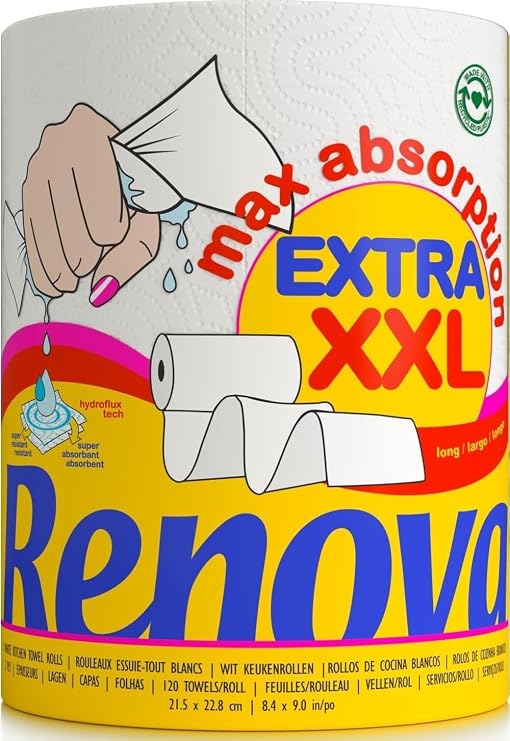 Renova - Maxiabsorption, XXL Kitchen Rolls, Triple, White - 1 Roll