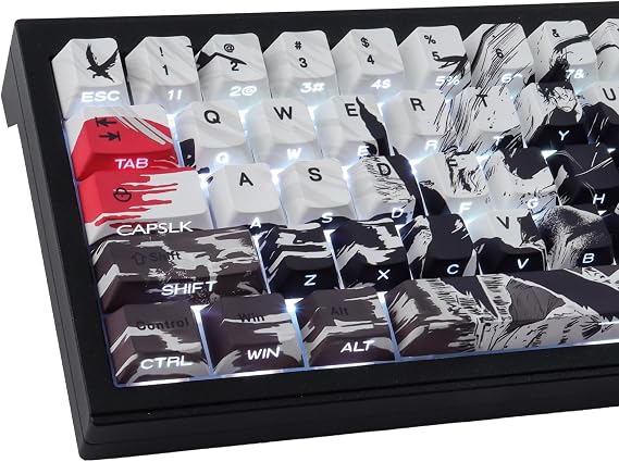 PBT Keycaps 131 Keys Sunset Keycaps, Double Shot Shine Through Side Printed Keycap, Cherry Profile Dye Sublimation Keycap for Cherry MX Switch ANSI & ISO Layout Mechanical Keyboards