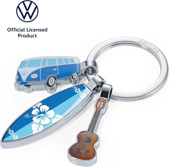 TROIKA SURFMATE T1 - KR16-14/CH - Nostalji Anahtarlık - 3 Kolye Ucu - Bulli, Sörf Tahtası, Gitar - Parlak - Çok Renkli, Mehrfarbig, 10cm, Klasik