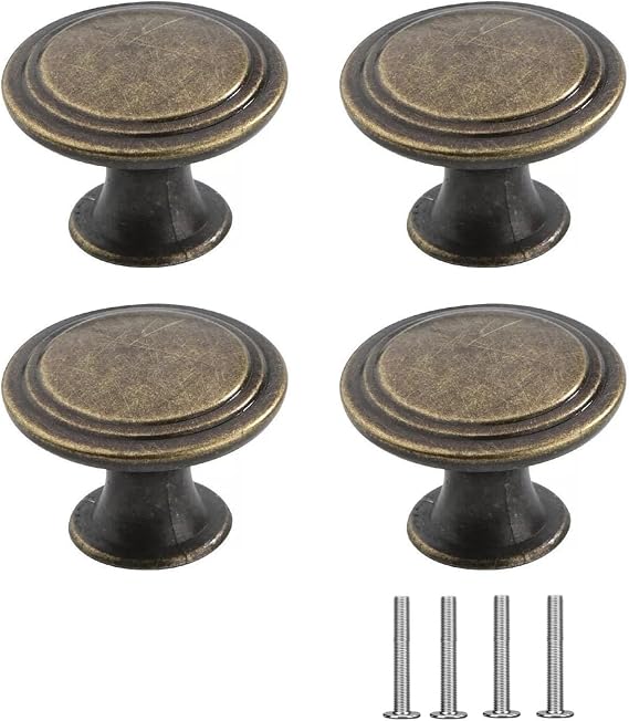 4 Pcs Drawer Knobs,Antique Brass Door Knobs for Cabinet Bronze Vintage Knob