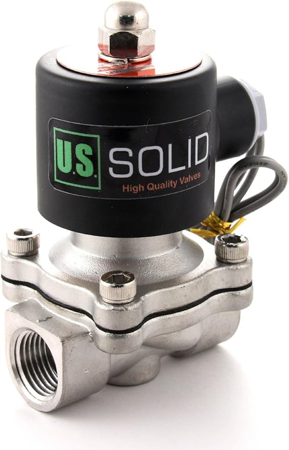 U.S. Solid 24V DC 1/2" G Electric Solenoid Valve Stainless Steel Normally Closed Solenoid Valve Directly Driven for Water Air Diesel Oil Viton Seal Material