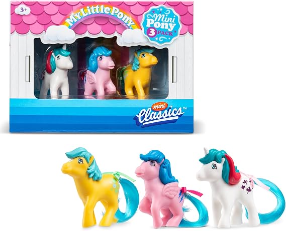 Basic Fun My Little Pony Mini Classics, 2" Collectible Action Figures Toy Set, MLP Generation 1 Series, for Girls Ages 4+, Iconic Pony Toys for Kids