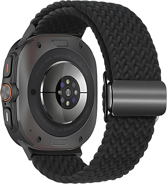 Rongep Samsung Galaxy Watch Ultra 47mm ile Uyumlu Örgü Solo Loop Kumaş Kordon Manyetik Tokalı Terleme Yapmayan Nefes Alabilen Hafif Yapılı Bilek Ölçüsüne Göre Ayarlanabilen Elastik Kayış