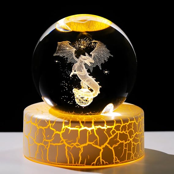 Ornalrist 6cm 3D Dragon Crystal Ball Gifts for Women Birthday Christmas