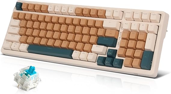 Qisan Mechanical Wireless Keyboard USB Wired Gaming Keyboard 6 Colors Led Backlit Keyboard Blue Switch 100 Keys US Layout | Computer Accessories | Mechanical Keyboards Wireless | Gaming Keyboards