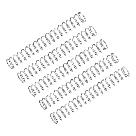 sourcing map Compression Spring, 5Pcs 304 Stainless Steel, 6mm OD, 0.6mm Wire Size, 45mm Free Length, Silver Tone