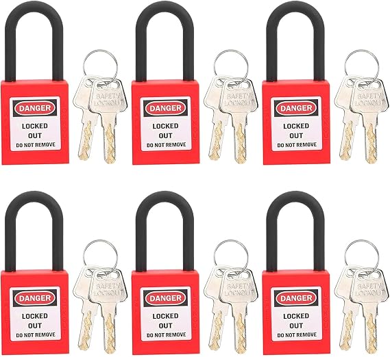 6 Sets Lockout Lock, Lockout Tagout Lock Kit for Electricians with 2 Keys Per Lock,Engineering Safty Nylon Lock Security Padlock for Electrical Lock Off Kit