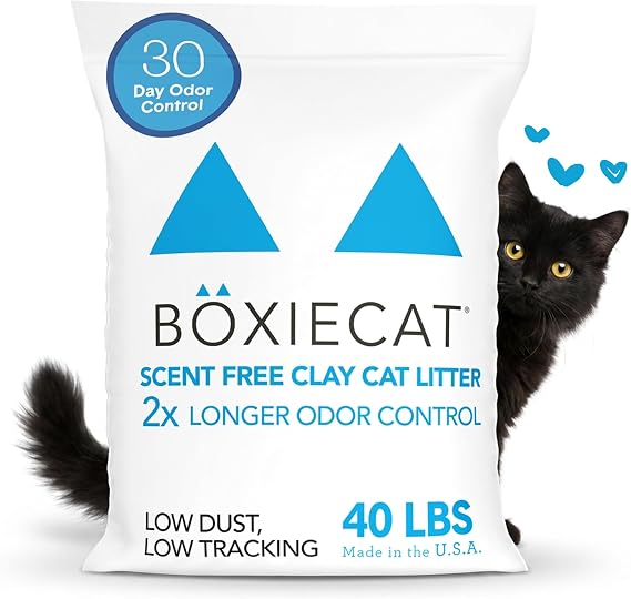 Boxiecat Premium Clumping Cat Litter - Scent Free - Clay Formula - Ultra Clean Litter Box, Longer Lasting Odor Control, Hard Clumping Litter, 99.9% Dust Free