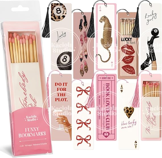 Kaciola Studio 10 PCS Sassy Bookmarks, Funny Bookmarks for Women, Double Sided Lucky Booklover Gifts, Cute Gifts for Romance Reader Friends Girls