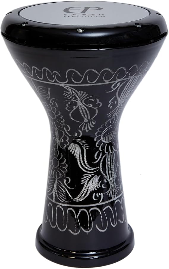 Arabic Engraved Darbuka Doumbek Drum, Red, Deep Dum Tak Tones, Soft Case, 2kg