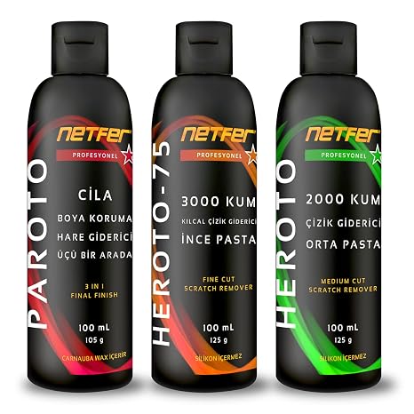Netfer 3'lü İnce Orta Pasta Cila Set - 3x100 mL