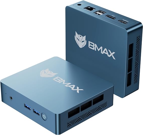 BMAX Büro Mini PC Win 11 Pro Intel 5205U (Übertrifft N4000 bis zu 19 GHz) 8GB DDR4 256GB NVMe SSD Bis zu 64 GB DDR4/ 2 TB SSD erweiterbar Mini Desktop Computer DP HDMI 4K WiFi/BT/RJ45