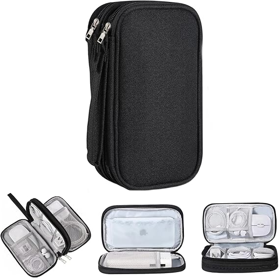Microcase Taşınabilir Su Geçirmez Çift Katman Fermuarlı 8 Bölmeli Hard Disk Seyahat Çantası Organizer Al4210