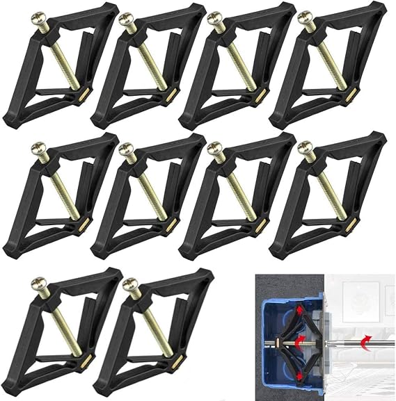 10 Pieces Wall Electrical Box Repair Kit, 86mm Standard Switch and Socket Cassette Repairer, Reinforced Support Rod for Damaged Wall Mount Junction Box Restoration