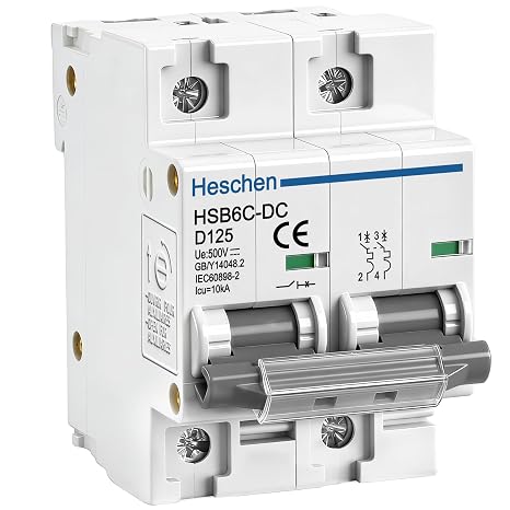Heschen Miniature DC Circuit Breaker HSB6C-DC 2 Pole DC500V 125A