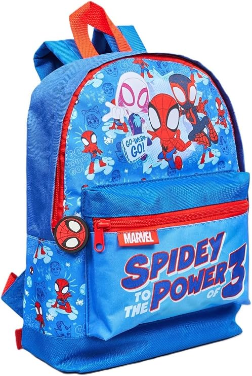 Marvel Spidey and His Amazing Friends Kids Backpack | Spiderman School Bag Lightweight & Durable Polyester Rucksack | Perfect for Nursery, Preschool & Travel | “Spidey to the Power of 3” Design