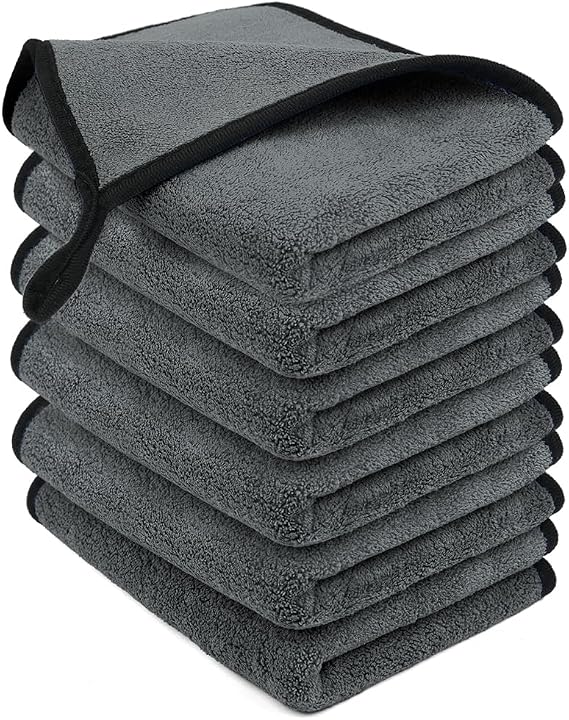 Microfibre Car Towel 30 x 40 cm, 6 Pieces 500GSM Car Cloths, Lint Free and Streak-Free, Suitable for Car Maintenance, Polishing and Household Cleaning